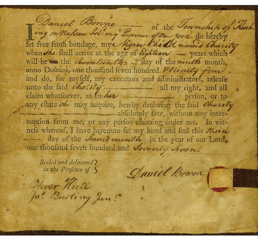Manumission Example Quaker History article on NY Quakers' Manumissions of… | NYC Quakers